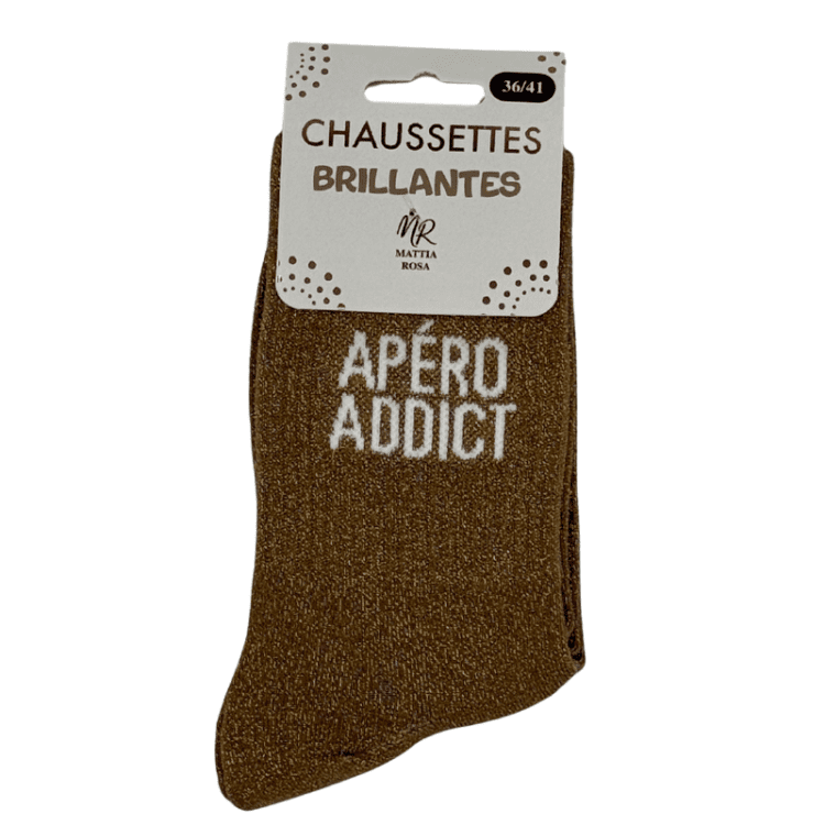 Chaussettes brillantes Apéro Addict avec inscription scintillante style street chic