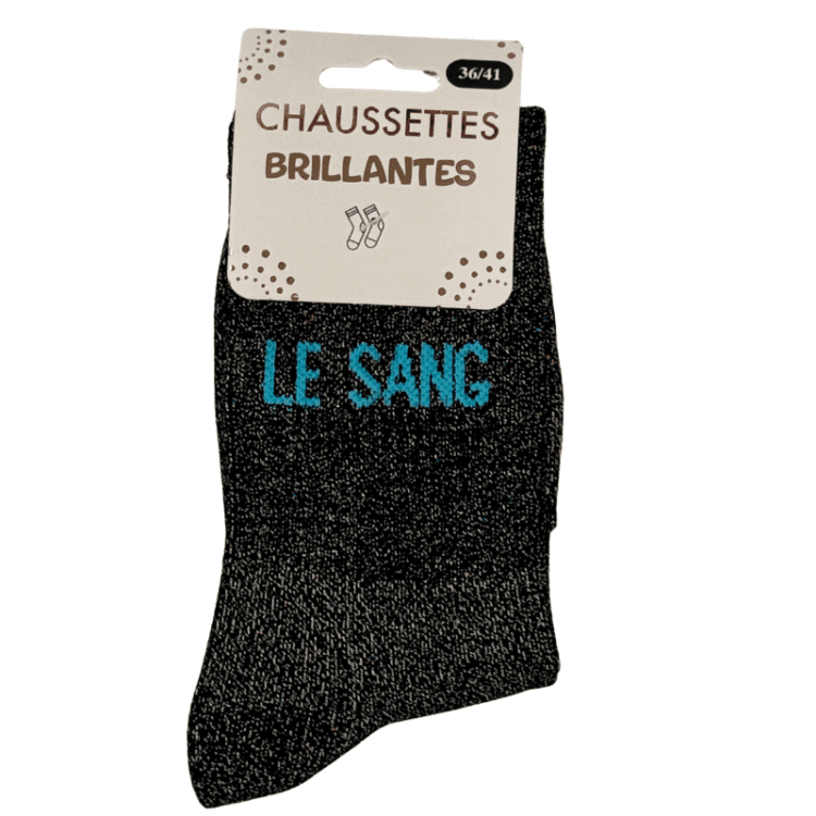 Chaussettes brillantes Le Sang noire avec inscription brillante style street